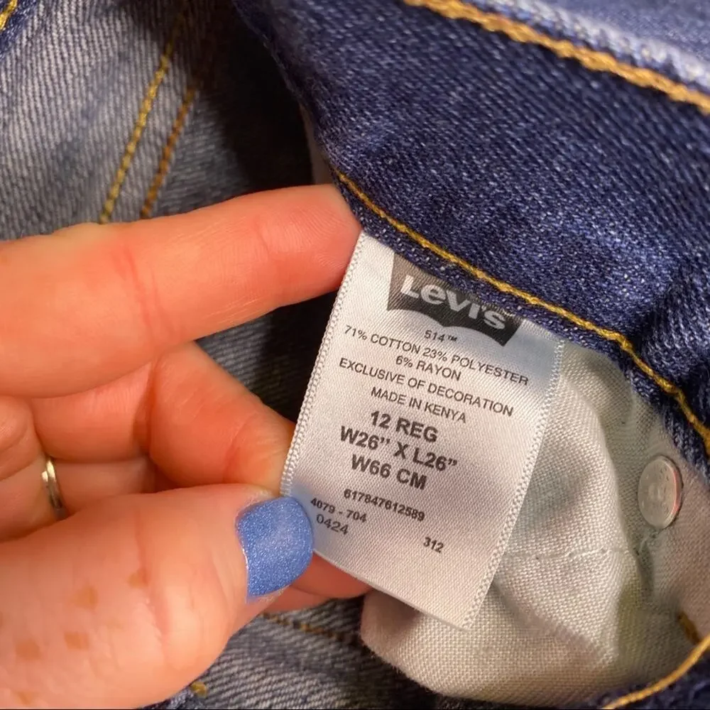 Levi’s 514 Slim Straight Size 12 Reg 26x26